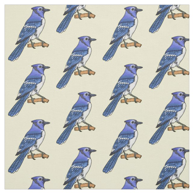 Tecido Imagem de desenho animado de pássaro azul (Modelo)