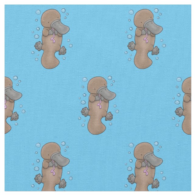 Tecido Imagem de desenho animado de platypus de bebê feli (Detalhe)
