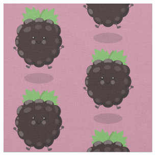 Tecido Imagem de desenho animado roxo de amora doce e fel