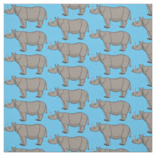 Tecido Imagem do desenho animado de Javan rhinoceros