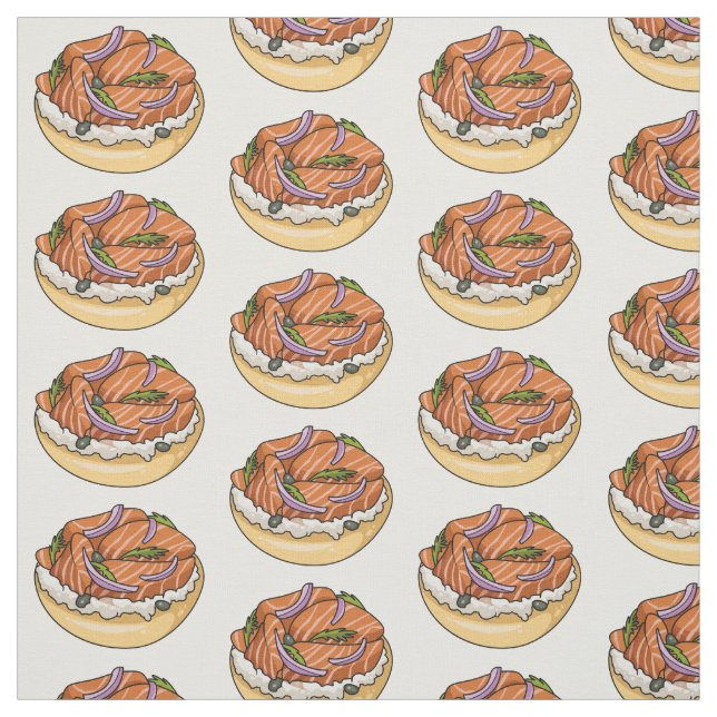 Tecido Imagem do desenho animado do bagel de salmão (Modelo)