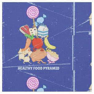 Tecido Imagem engraçada da pirâmide de comida saudável
