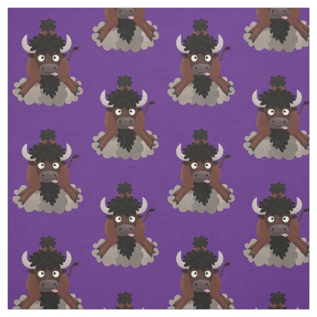 Tecido Imagem engraçada de desenho animado de bisonte de  (Modelo)