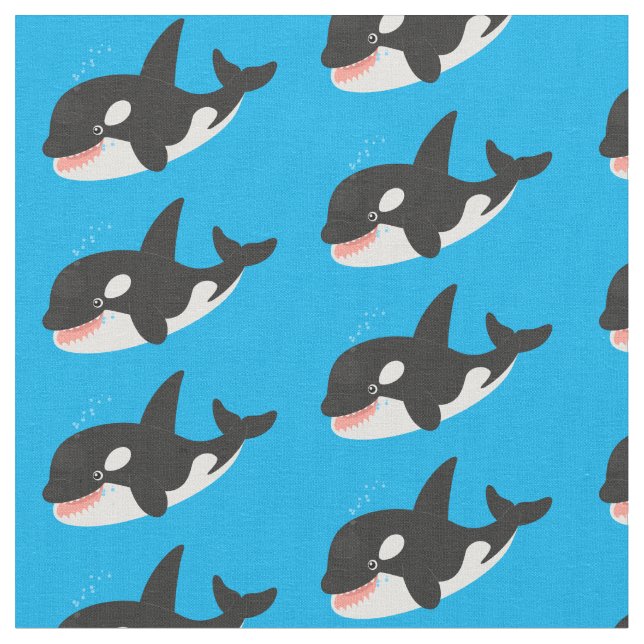 Tecido Imagem engraçada de desenho animado de orca (Detalhe)