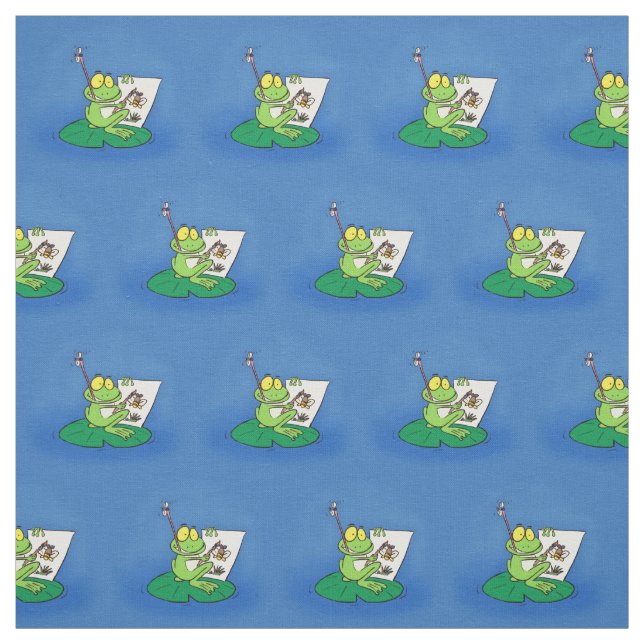 Tecido Imagem engraçada e engraçada do desenho do sapo ve (Modelo)