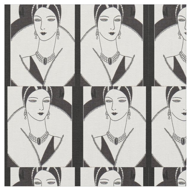 Tecido impressão 1928 da mulher do art deco (Detalhe)