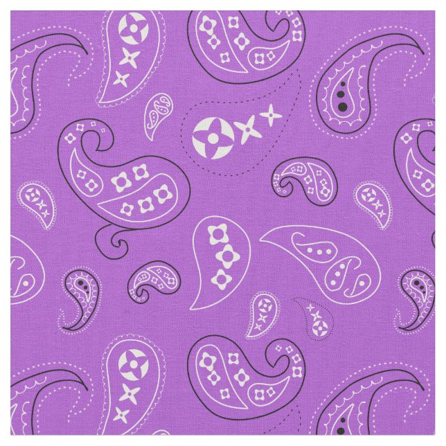 Tecido Impressão Bright Purple Paisley Western Bandana (Detalhe)