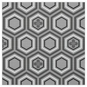 Tecido Impressão, cinzas/cinza e branco sextavados do