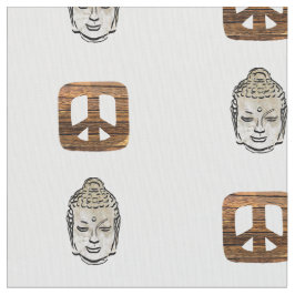 Tecido Impressão da Paz em Madeira e Sephia Buddha