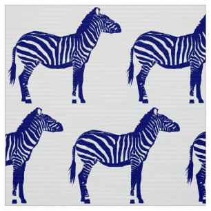 Tecido Impressão da zebra - azuis cobaltos e branco