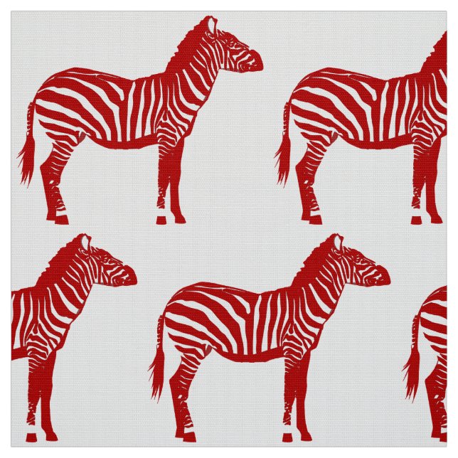 Tecido Impressão da zebra - vermelho escuro e branco (Modelo)