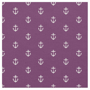 Tecido Impressão de Âncora Roxo de ameixa