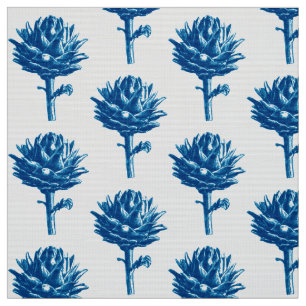Tecido Impressão de Artichoke Botânico, Azul Indigo e B