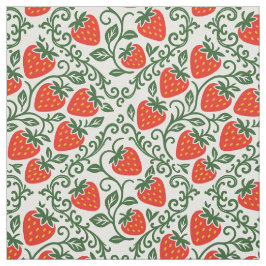 Tecido Impressão de bloco de morango da arte popular em v