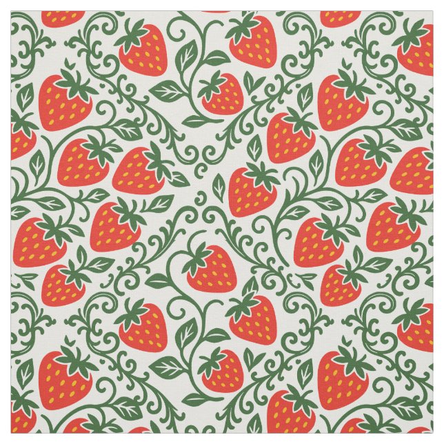 Tecido Impressão de bloco de morango da arte popular em v (Modelo)