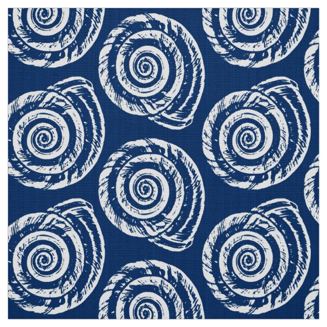 Tecido Impressão de Bloco de Seashell Espiral, Azul de Co (Modelo)
