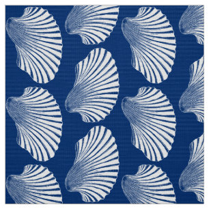 Tecido Impressão de Bloco de Shell Scallop, Marinho Azul