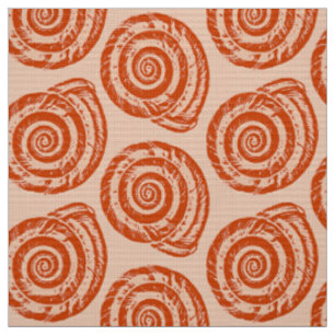 Tecido Impressão de bloco espiral do Seashell, laranja