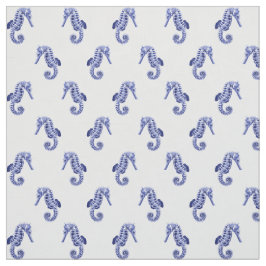 Tecido Impressão de cavalo de mar azul e branco
