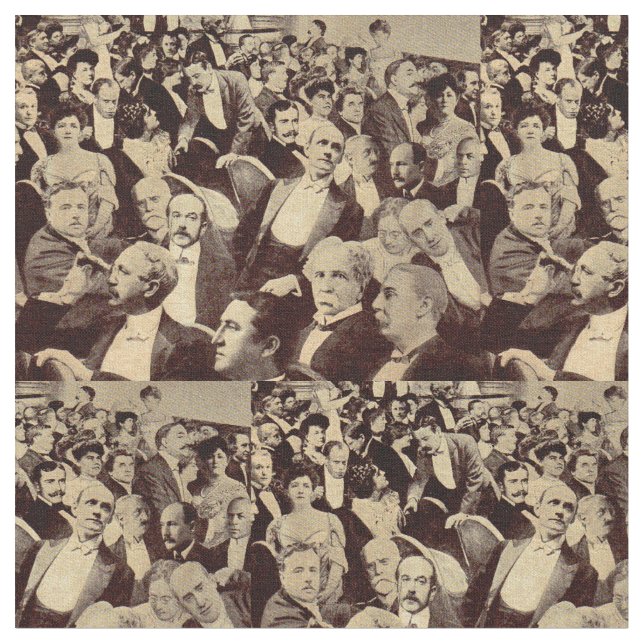 Tecido impressão de cena de multidões de 1920 (Detalhe)