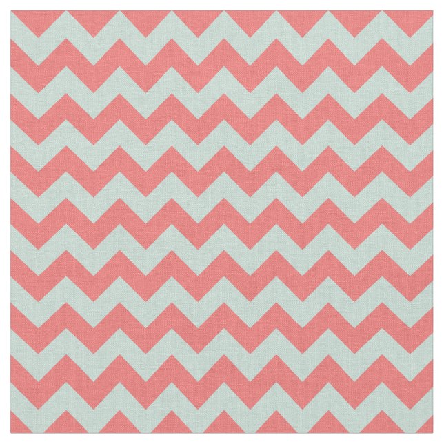Tecido Impressão de Coral Moderno e Chevron Verde Mint (Detalhe)