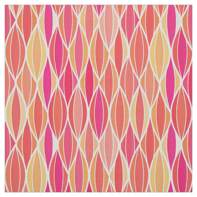 Tecido Impressão de fita de meados do século - rosa, cora (Modelo)