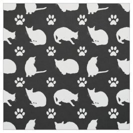 Tecido Impressão de Gatos Brancos Pretos e Pinças