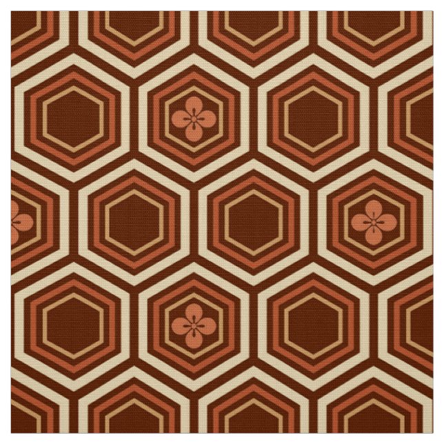 Tecido Impressão de Kimono Hexagonal, Marrom e Bege (Modelo)