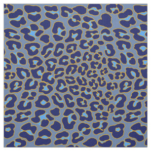 Tecido Impressão de leopardo azul e dourado