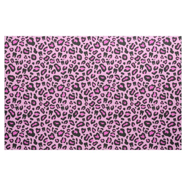 Tecido Impressão de leopardo dentário rosa (Fat Quarter)