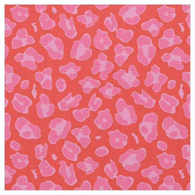 Tecido Impressão de Leopardo Rosa e Vermelho (Detalhe)