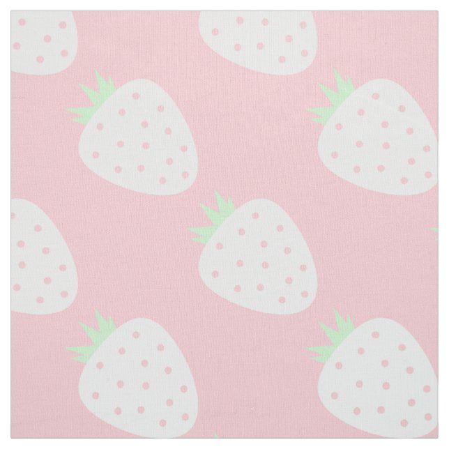 Tecido impressão de morango branco em rosa pastel (Modelo)