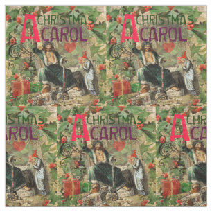 Tecido Impressão de Natal Carol Scrooge Foliday Art
