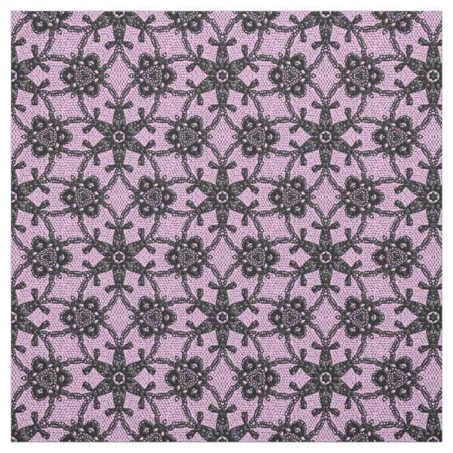 Tecido Impressão de renda antiga - preto e rosa-gelo (Modelo)