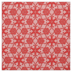 Tecido Impressão de rendas antigas - vermelho e branco pr