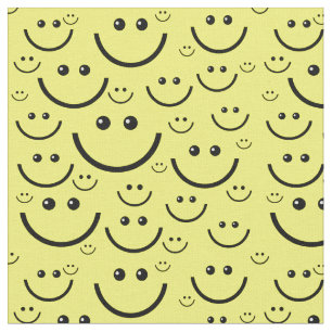 Tecido impressão de rosto feliz amarelo