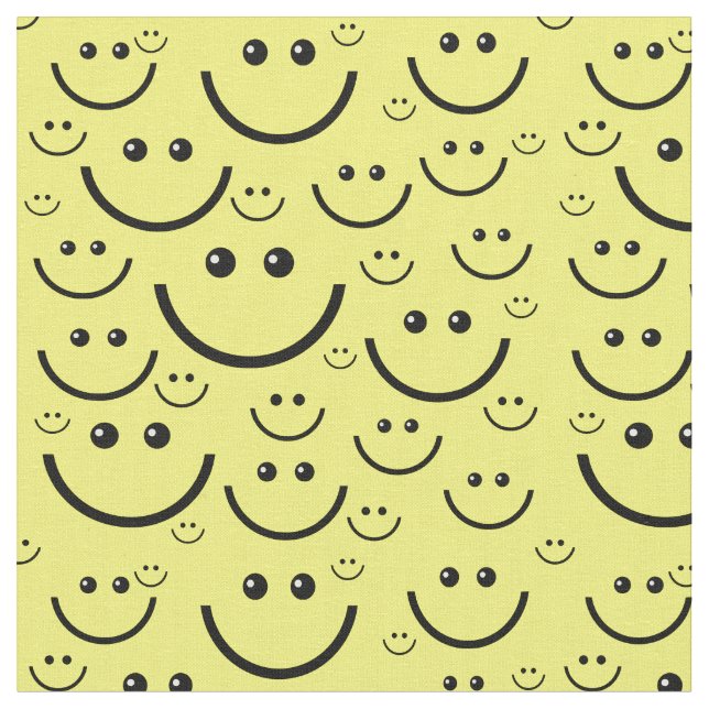 Tecido impressão de rosto feliz amarelo (Detalhe)
