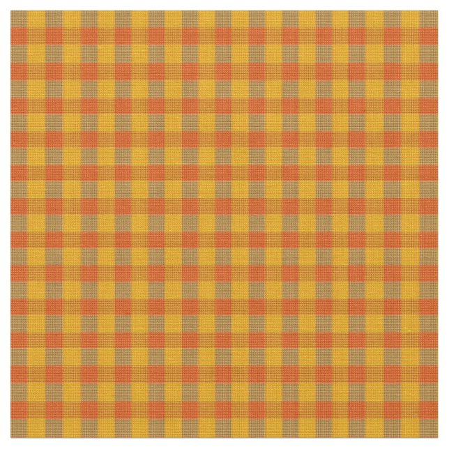 Tecido Impressão De Tartan Verificado Em Laranja E Amarel (Detalhe)
