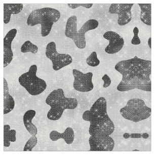 Tecido Impressão de Vaca Preta Glamorosa Negra Glitter Se