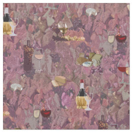 Tecido Impressão de vinho e queijo