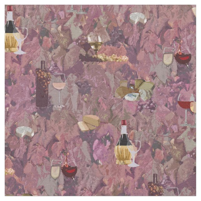 Tecido Impressão de vinho e queijo (Detalhe)