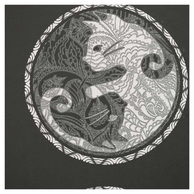 Tecido Impressão de Yin Yang Paisley do gato (Modelo)