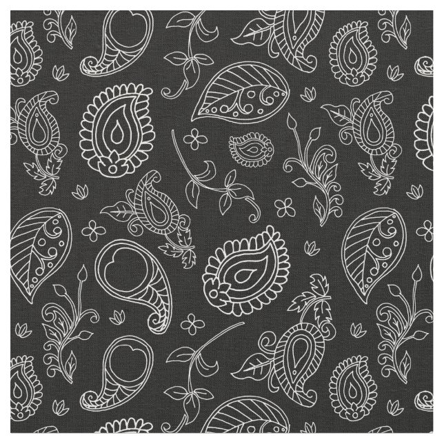 Tecido Impressão do Black and White Indie Boho Paisley (Detalhe)