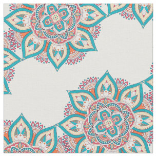 Tecido impressão étnica colorido de mandala marroquino