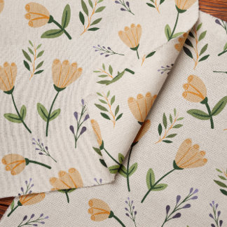 Tecido Impressão Floral mínimo em amarelo e verde