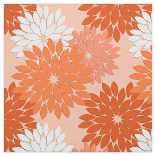 Tecido Impressão floral moderno do quimono, laranja cora