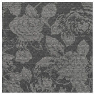 Tecido Impressão floral preto e cinzento elegante