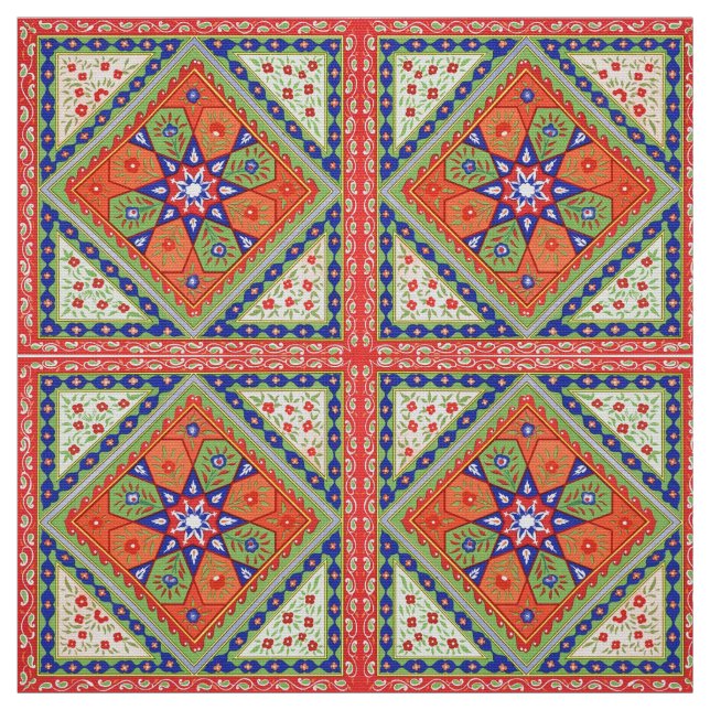 Tecido Impressão Floral Quadrados e Ouros (Modelo)