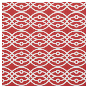 Tecido impressão Kimono, vermelho escuro e branco