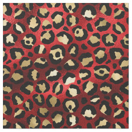 Tecido Impressão Leopardo Vermelho e Dourado